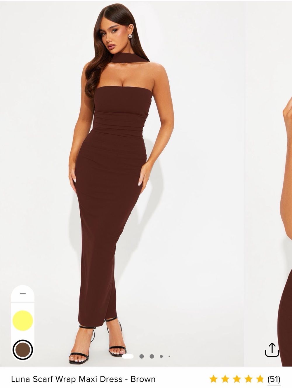 Fashion Nova Brown Strapless Scarf Wrap Maxi Dress